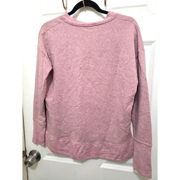 Athleta Pink Speckled Long Sleeve Sweatshirt With Side Slits & Thumb Holes Women - Picture 3 of 8